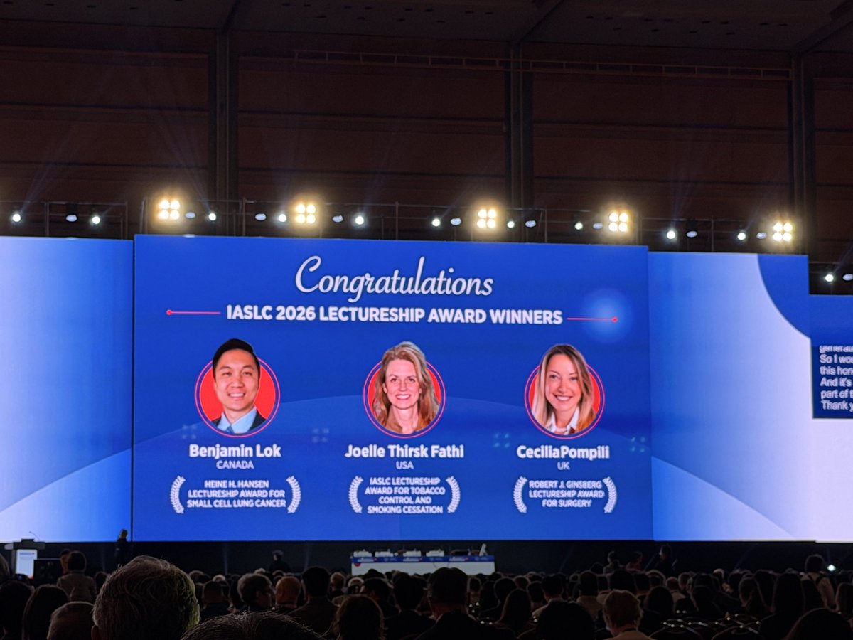 IASLC's tweet photo. Day 3 of #WCLC26 is underway!

We’re starting the day with Presidential Symposium 2, highlighting leading science and recognizing excellence across the thoracic oncology community. Congrats to the Lectureship Award Winners! https://t.co/G0MHZsxkTM