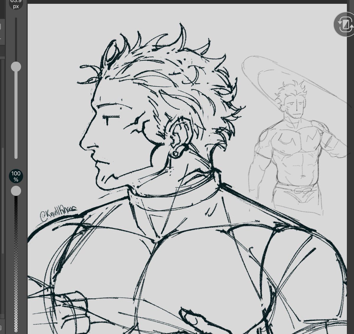 KnullKhan's tweet photo. Eu gosto de fazer o sketch inicial com esse pincel bagunceiro https://t.co/nZckF3LR1Q
