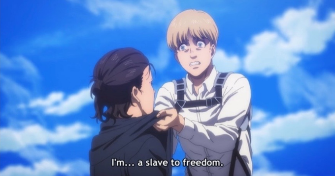 smurxfps's tweet photo. @shadow35502 @u_nemetia @heyimposh This theme applies to essentially every character, BUT eren. That is the very purpose of his character LMAO. Eren makes it clear that he WANTS to believe the future cannot change to undermine the reality that his actions ARE the reason the future cannot change. https://t.co/QJ4Zrq5YN0