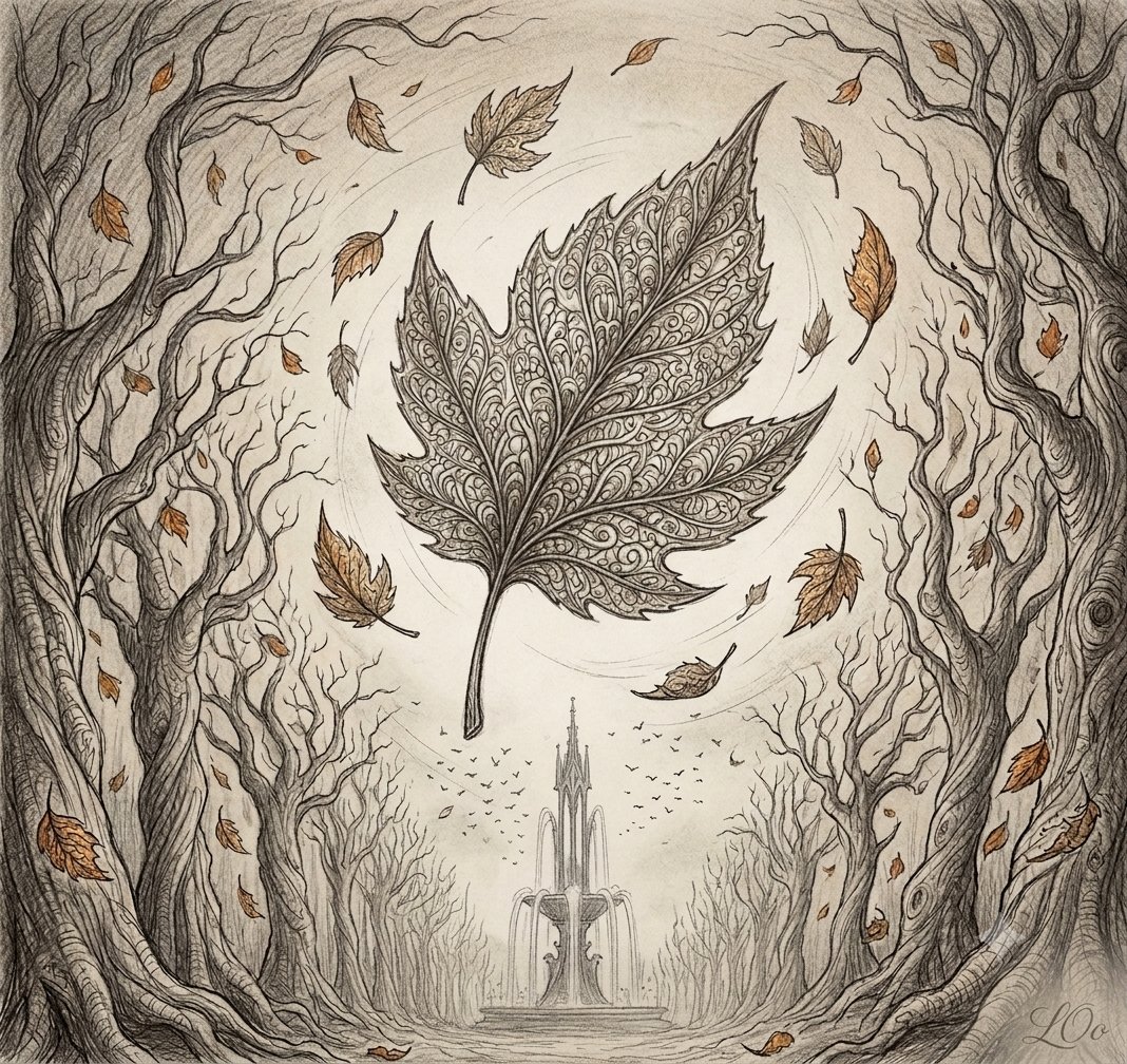 LOuting2025's tweet photo. The fifth image of a series of 10 drawings

 " a Leaf astray" 

~may you find inspiration from one or more of these #LOo 🤍🍂🎃 https://t.co/YKjBU1L6Iy