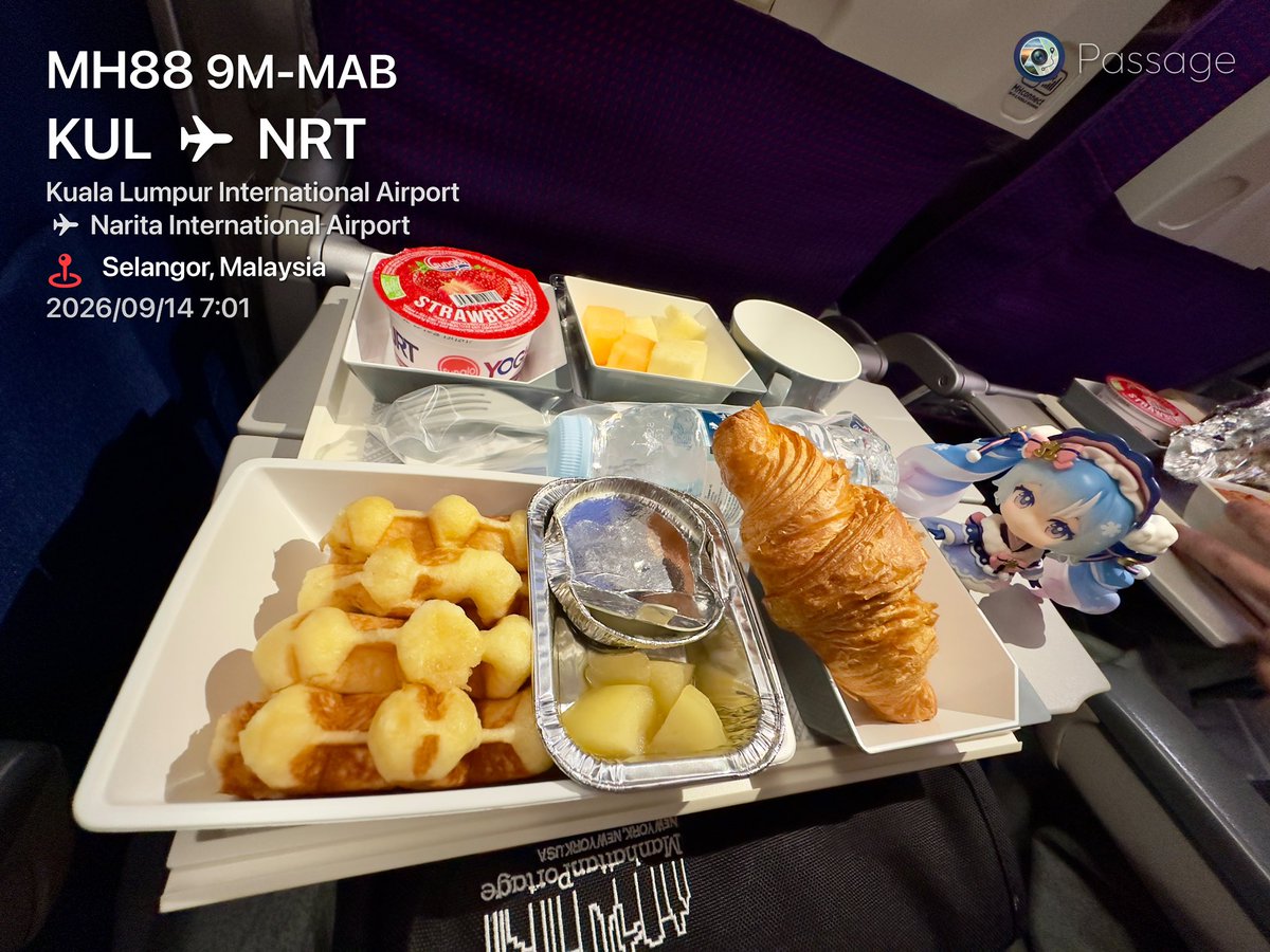 benoa_tah's tweet photo. 便名 MH88 Kuala Lumpur発 Tokyo行き
https://t.co/0zYFulpzf5
スラマッパギ。
朝の機内食は事前注文したワッフル🧇(FTML) https://t.co/Pw9GpUZH6j