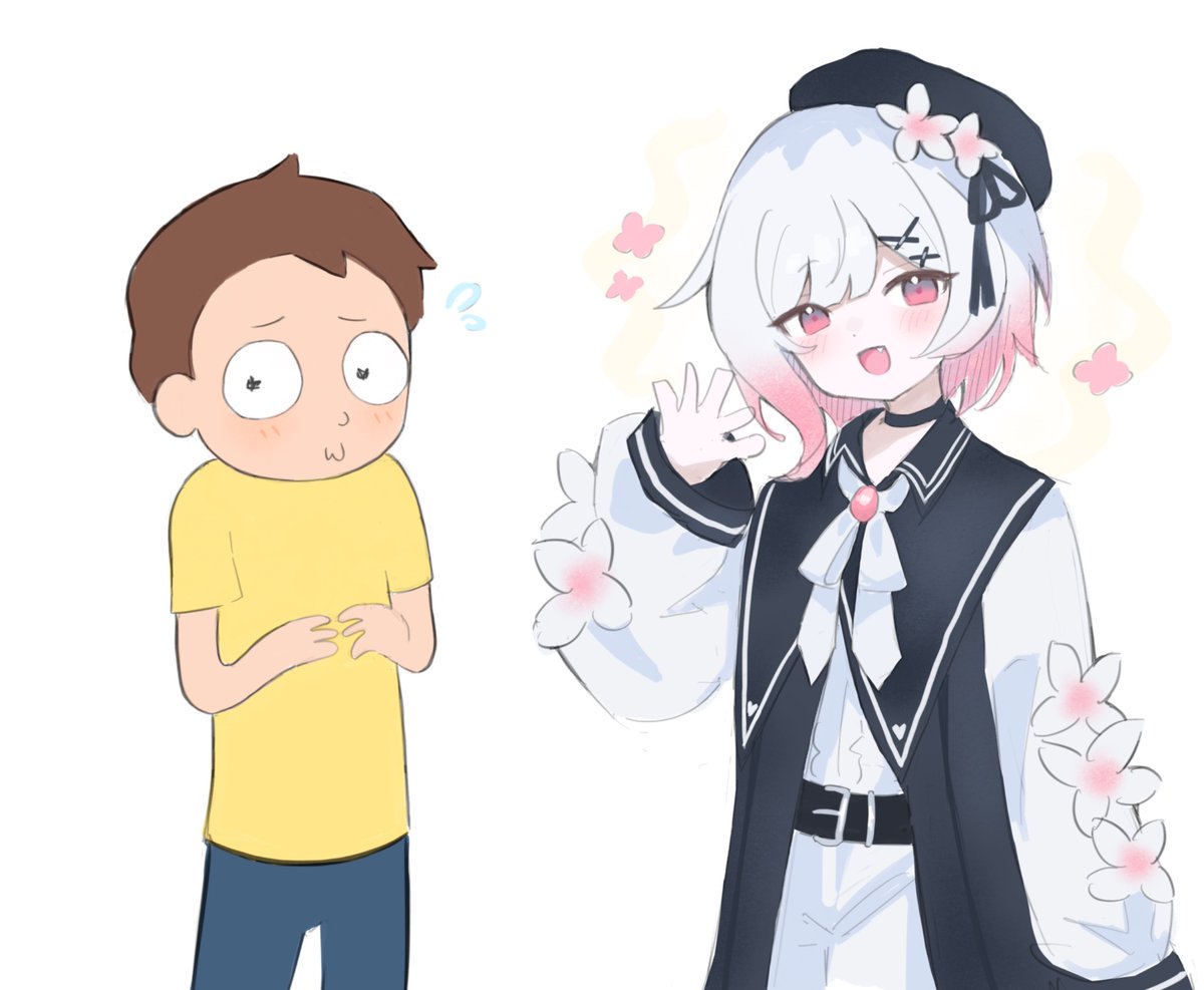nyaruki99's tweet photo. i wanted to draw ema and morty together because i love them both veryvery much but morty got brutally mogged💧 https://t.co/N86hlaMGVY