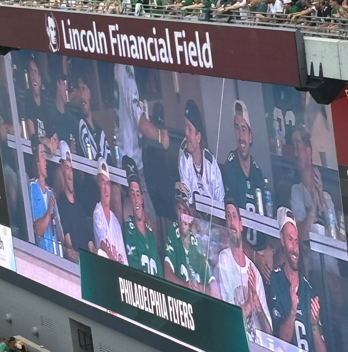 goleafsgooooo's tweet photo. Simon Benoit at the Eagles game today! 🦅🦅🧡🖤 https://t.co/bp5avOgkgS