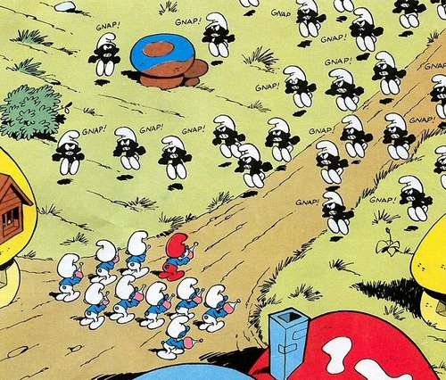 PlayerUnoAlter's tweet photo. @BanButterfly @Prazkat El capítulo de los Pitufos negros donde se volvían "zombies" porque los picaba un bicho es el único conflicto real que han tenido, y Gargamel no tuvo nada que ver. https://t.co/I2qVlJeEha