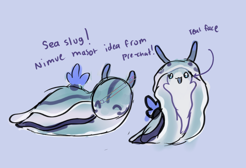 Mnmc02's tweet photo. Nimue's prechat had so many really cute ideas, so I wanted to doodle the sea slug one! Oh bruh ignore the brush showing lol https://t.co/si2eKMFJm3