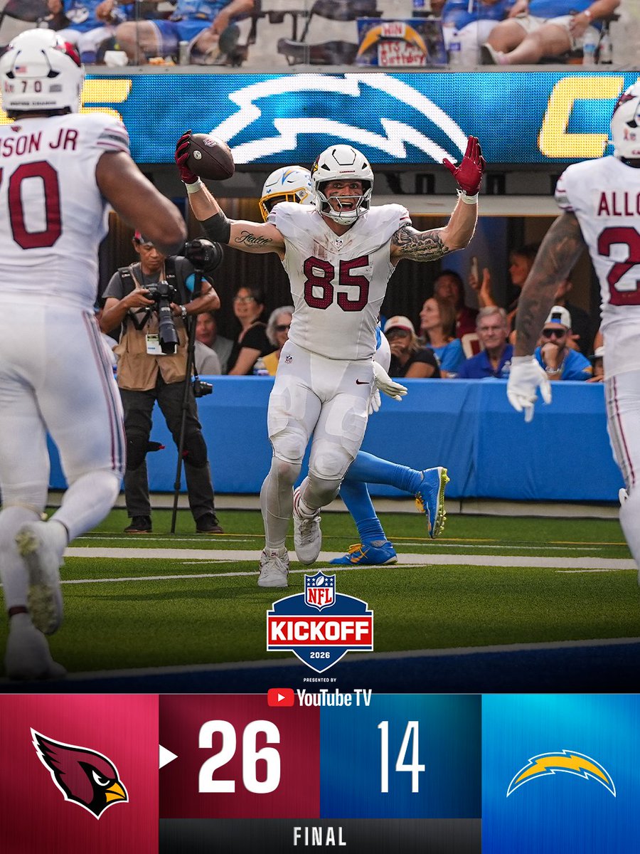 NFL's tweet photo. FINAL: The @AZCardinals go on the road and bring home the W. https://t.co/bnTKa8tu31
