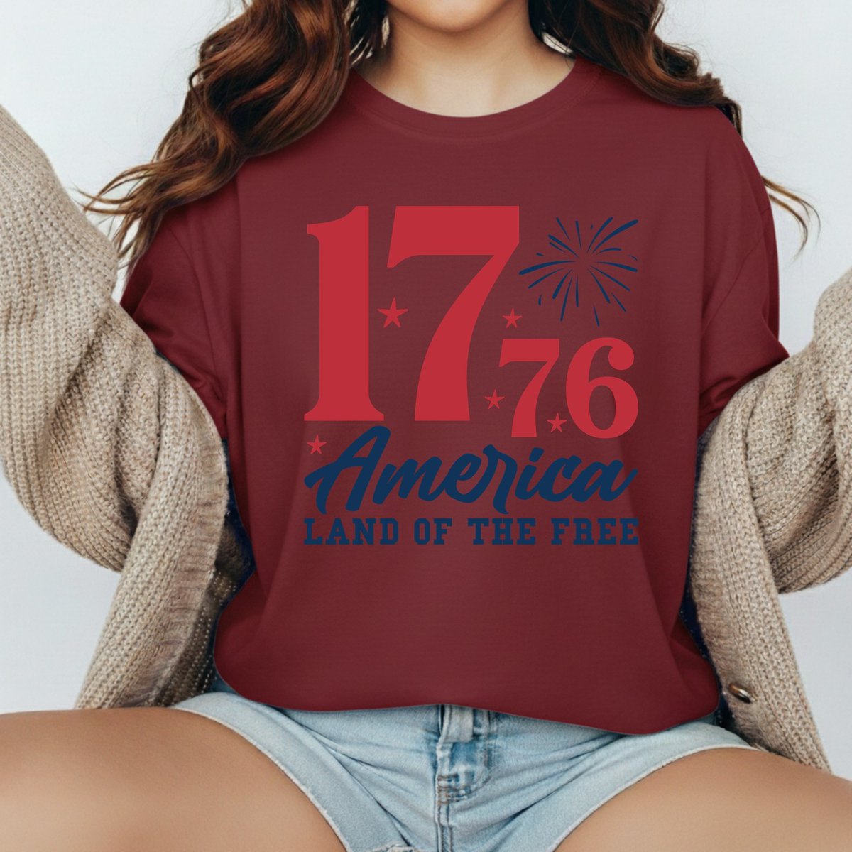 AndrewDudl52064's tweet photo. Celebrate Independence Day in style with this vintage 1776 “Land of the Free” tee, featuring bold red numbers, blue script, and festive fireworks. Use PULSE25 for 25% off. https://t.co/Ax7QiUYUe0