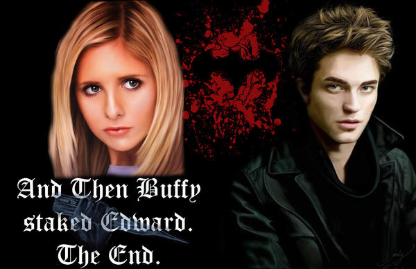 wwpryce's tweet photo. pinterest has given me more buffy vs twilight one sided beef images and they never cease to be funny. especially if you consider edward went to the angel no last name school of brooding. they even have similar hair. c'mon now https://t.co/iNjkj1zP0k