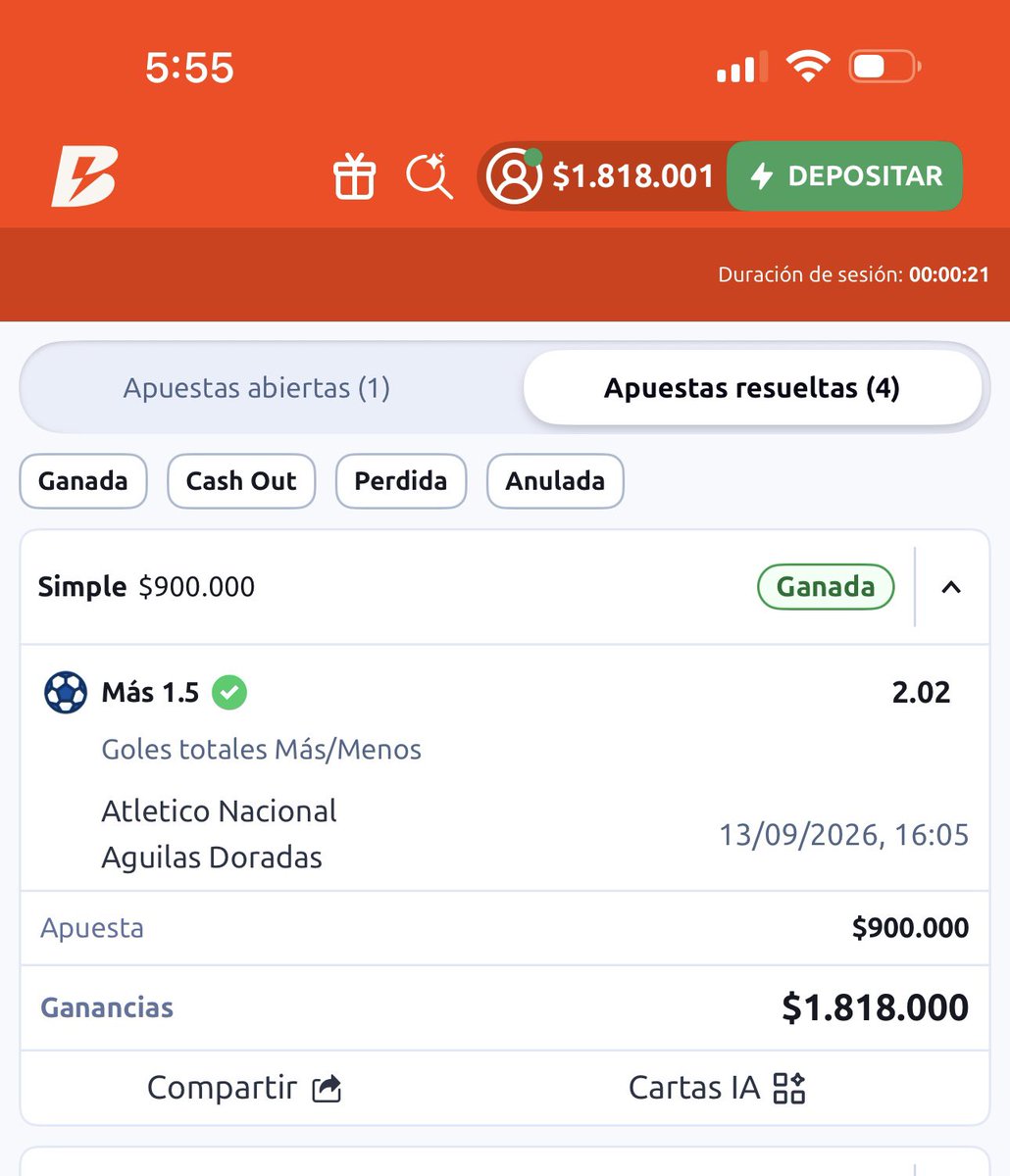 Mateoduocc's tweet photo. @UnTuiteroMas___ @nacionaloficial @BetssonCo Que hpta sufridera con el +1.5 https://t.co/5Sd2ji98eU
