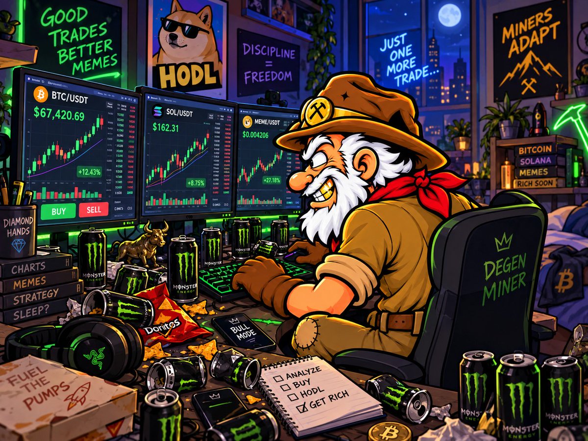 OldJimCoin's tweet photo. 12 Monsters deep.
3 screens open.
Zero sleep.
One fucking goal: find the next gold vein. 💀⛏️
Hold $OLDJIM → earn GLDx. https://t.co/2Isqr8dxLv