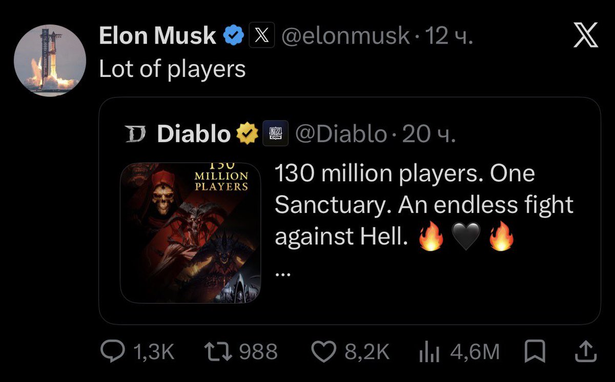 Diablo5CTO's tweet photo. Elon Musk(@elonmusk) is actually a Diablo fan. 👀😈

He streamed Diablo IV, spent hours grinding it, and even claimed to be among the world’s top players. 🔥  

Now Diablo V 

And $D5 just appeared at the perfect time. 

Coincidence?

#D5 #Diablo #Diablo https://t.co/5VLNL7C9md