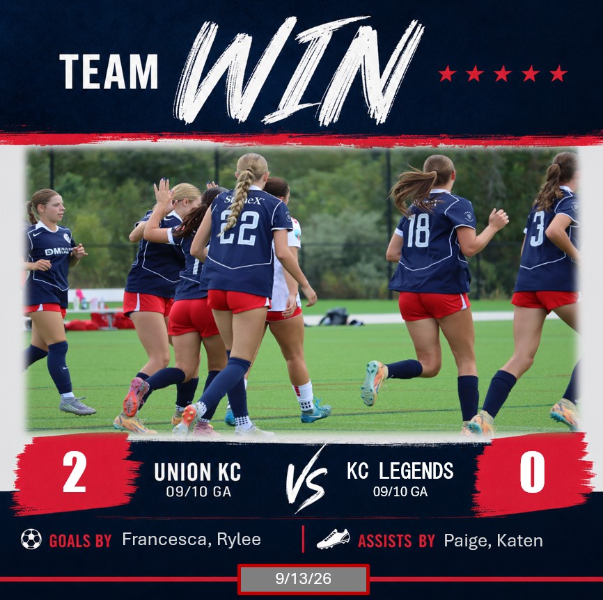 Unionkc2028ga's tweet photo. Three points. Clean sheet. Crosstown Rivalry. 🔥

⚽ Goals: Francesca Vore &amp; @RyRyGreen_13 
🎯 Assists: @pejsoccer  &amp; Katen McColgan
⭐ Game MVP: Alex Harmon

@unionkcGA @GAcademyLeague @ImCollegeSoccer
@ImYouthSoccer @PrepSoccer @TheSoccerWire 
@TopDrawerSoccer https://t.co/0hBIQ0X8gK