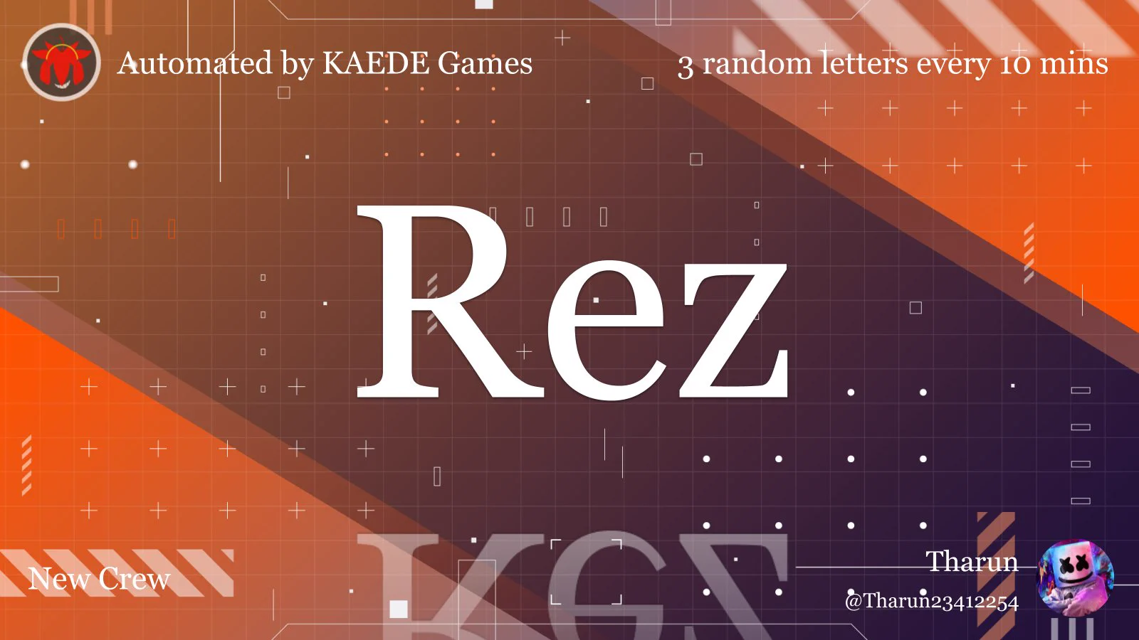 3 random letters every 10 mins on X: 