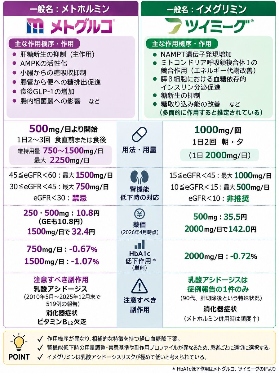 ABESHI_WISE's tweet photo. 【メトホルミンとツイミーグ】
過去に自分が作成した比較表を、
Chat GPTでブラッシュアップしてもらった✨

やはりAIの方が見やすい🥲 https://t.co/zDXEAhYe8s