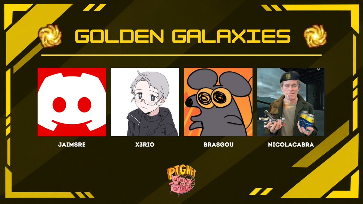 _Vectorcin_'s tweet photo. Novena Tanda de PARTICIPANTES para PigNet

Golden Galaxies

- @jaimsre
- @X3rio07_art 
- @BrasgouB 
- @nicolacabrasota https://t.co/ADAPd70epG