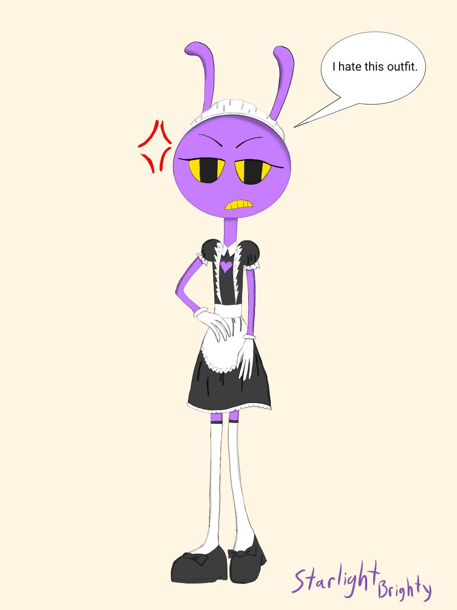 StarGoetia's tweet photo. Jax hates wearing this maid outfit. She is so cute with her maid outfit. Sorry not sorry. (Shhhhh don't tell her.)

#TADC #TheAmazingDigitalCircus #Gooseworx #Jax #MaidJax #Fanart https://t.co/wkoJWMVVOk