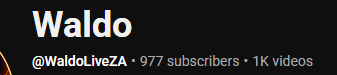 WaldoLiveZA's tweet photo. Like wow close 1k Subs and we have uploaded a 1000 Videos been working super hard. Thank you all so much for the support!

#waldoliveza #YouTubeGrowth https://t.co/TkC2S5G4C8