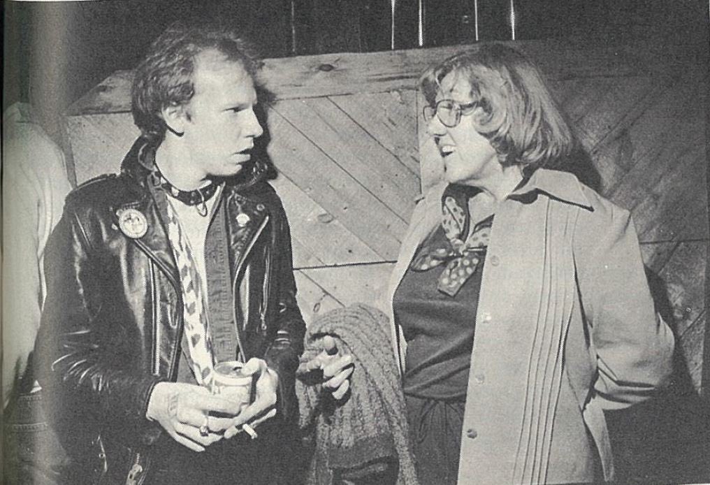 SkrticX's tweet photo. RIP Cheetah Chrome. Always loved this pic of him and Jane Scott. Source: Nov. 1978 @ClevelandMag https://t.co/4l3GDsaqOu