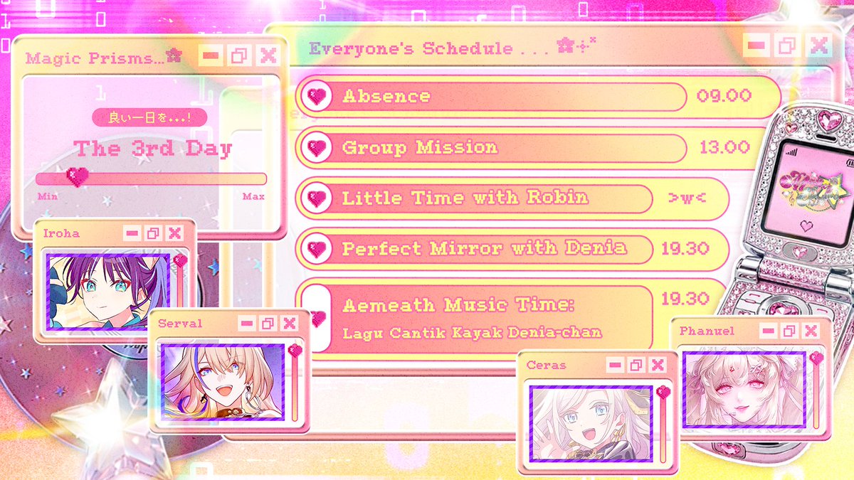 MagicPrisms's tweet photo. ᅠ
            ★ ⸝⸝ Daily Schedule: DAY 3  ─
            𝖾𝖼𝗁𝗈𝖾𝖽 ᅠ𝗒𝗈𝗎𝗋ᅠ 𝗀𝗋𝖾𝖾𝗍𝗂𝗇𝗀𝗌   ✽!
ᅠ https://t.co/yjzuigtm04