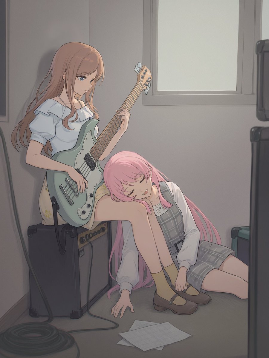 _yuugumo_'s tweet photo. イヤホン一本ぶんの距離と、膝一枚ぶんの距離。
どっちも描いてる途中で手が止まった。

#あのそよ #MyGO https://t.co/qBSF8xToKp
