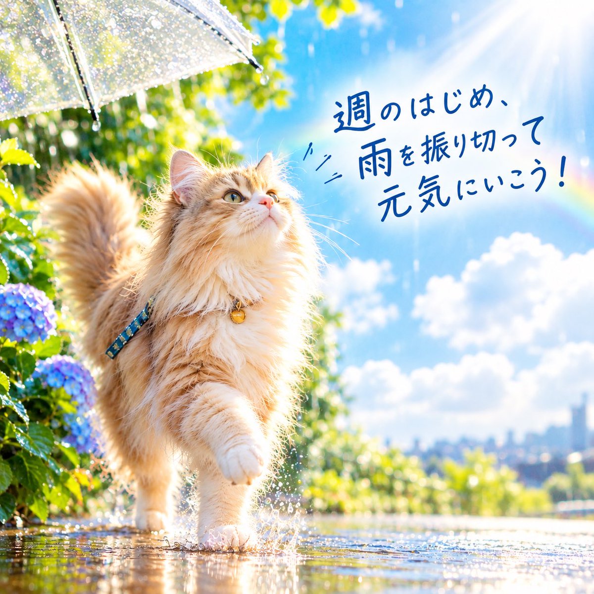 friendlyheart38's tweet photo. 雨が心を洗い流してくれる

そして、新しいスタートの合図💕

どんな天気でも あなたの一歩は きっと晴れにつながる。

今日も笑顔で いってらっしゃい！☀️🐾

いつもありがとう💕

#相互フォ口  #フォロバ https://t.co/kuyzOCn7gM
