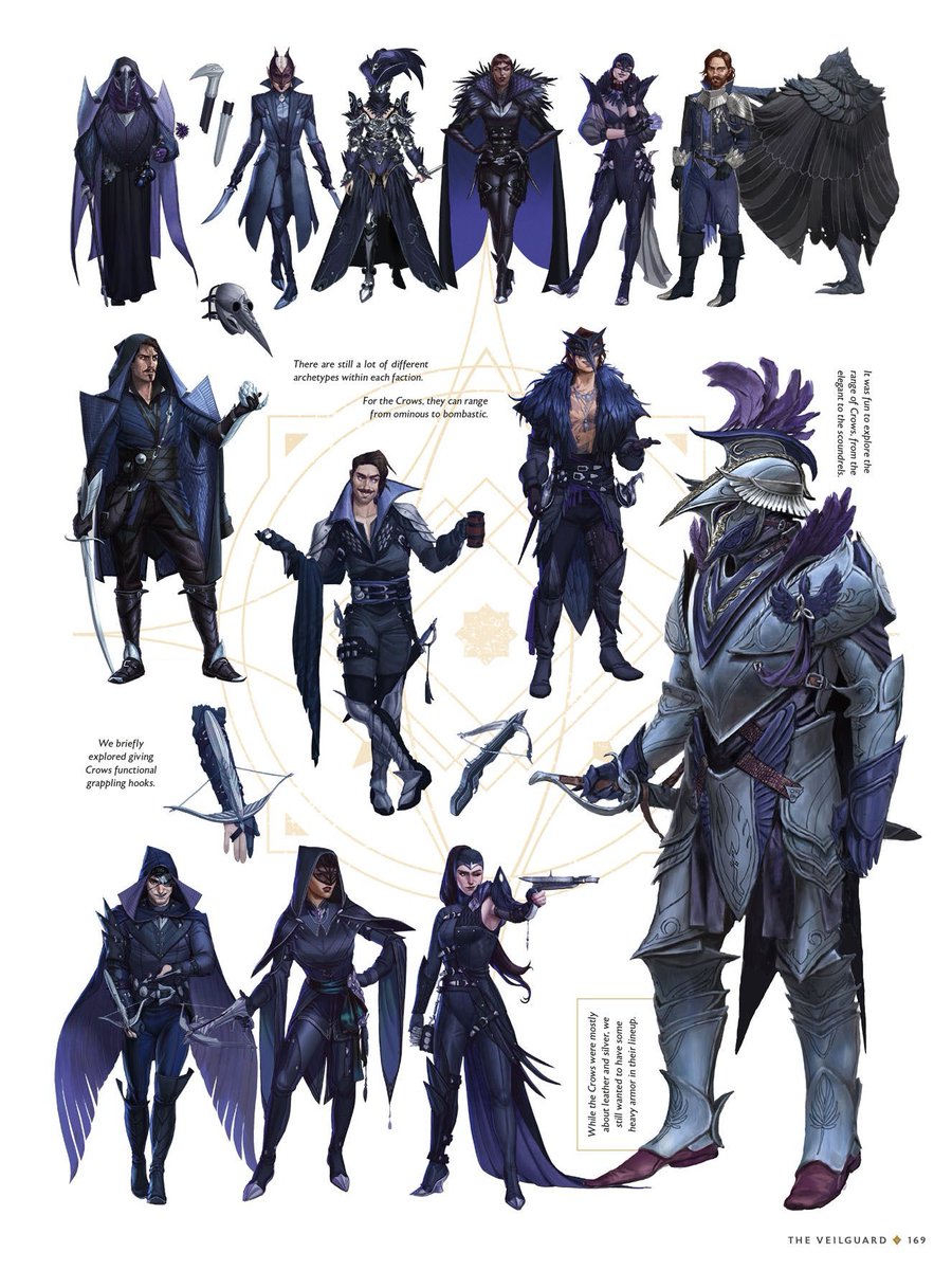 gravegold's tweet photo. i'm still obsessed with the concept art of the crow outfits. they're so good https://t.co/upWCpQEdMc