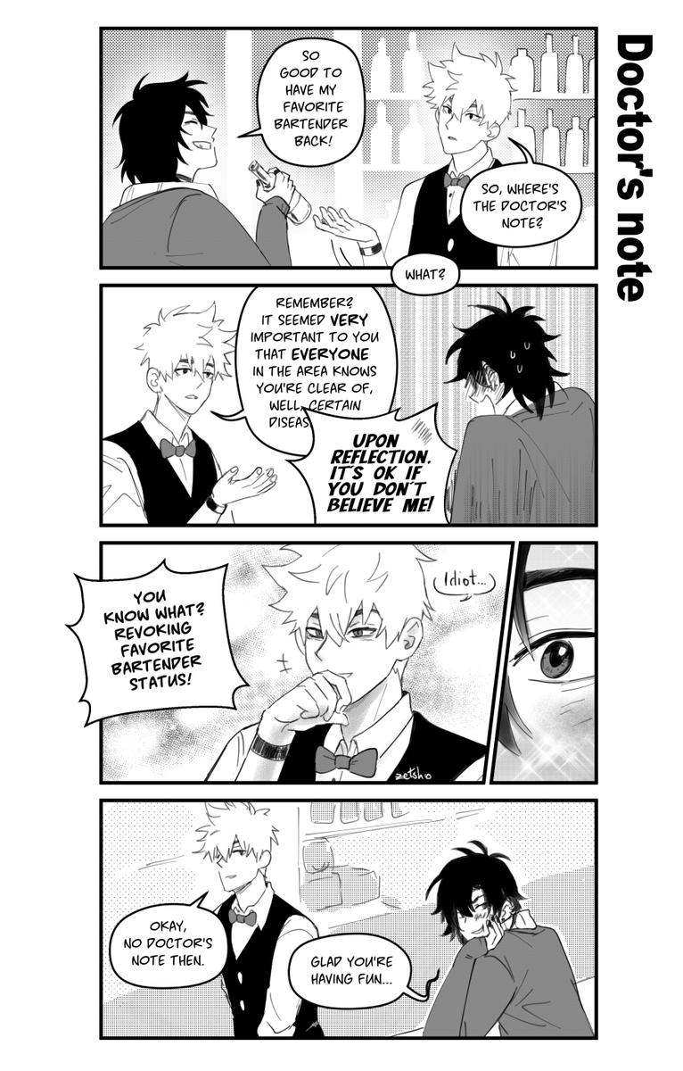 z3tina's tweet photo. clanking ladle against pot 
come get the latest bartender au batch 1/2🧵 https://t.co/vU4OwNZ8Qi