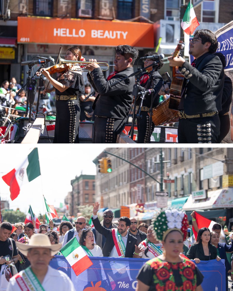 NYCMayor's tweet photo. La lucha por la independencia de México es el triunfo de un pueblo que decidió construir su propio futuro.

Hoy fue un orgullo ser el primer alcalde de Nueva York en marchar en el Desfile del Día de la Independencia de México en Sunset Park, junto a una comunidad que ha mantenido vivo su orgullo cultural durante generaciones.

Los mexicanos de Nueva York están en el corazón de nuestra ciudad y de su lucha por un futuro mejor.