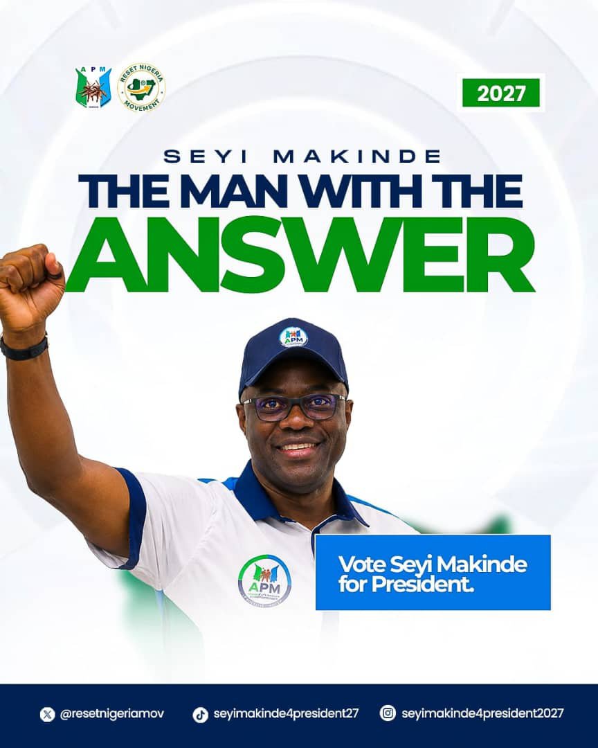 The_Ilaija's tweet photo. @_AsiwajuLerry Seyi Makinde is the answer.

#Voteseyimakinde4president
#Resetnigeria2027
#ResetNigeria
#MakindeForPresident 
#GovernanceThatWorks 
#FromOyoToNigeria
#APM
#NigerianFirst https://t.co/gYgknfGnHM