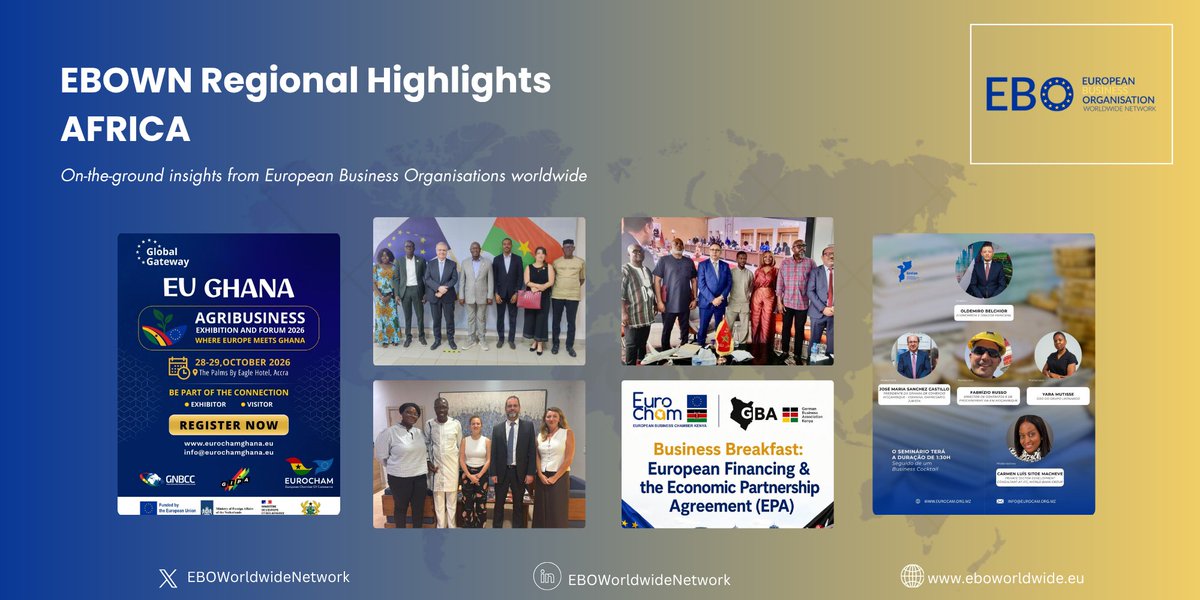 EBOWWN's tweet photo. 🌍 EBOWN Africa Regional Highlight: 🇧🇫 Business climate | 🇬🇭 Agribusiness | 🇲🇱 Agriculture | 🇳🇬 Workforce | 🇷🇼 Investment | 🇸🇳 Partnerships | 🇹🇿 Trade | 🇹🇬 EU dialogue | 🇱🇷 Sustainability https://t.co/R5Km65T6Du