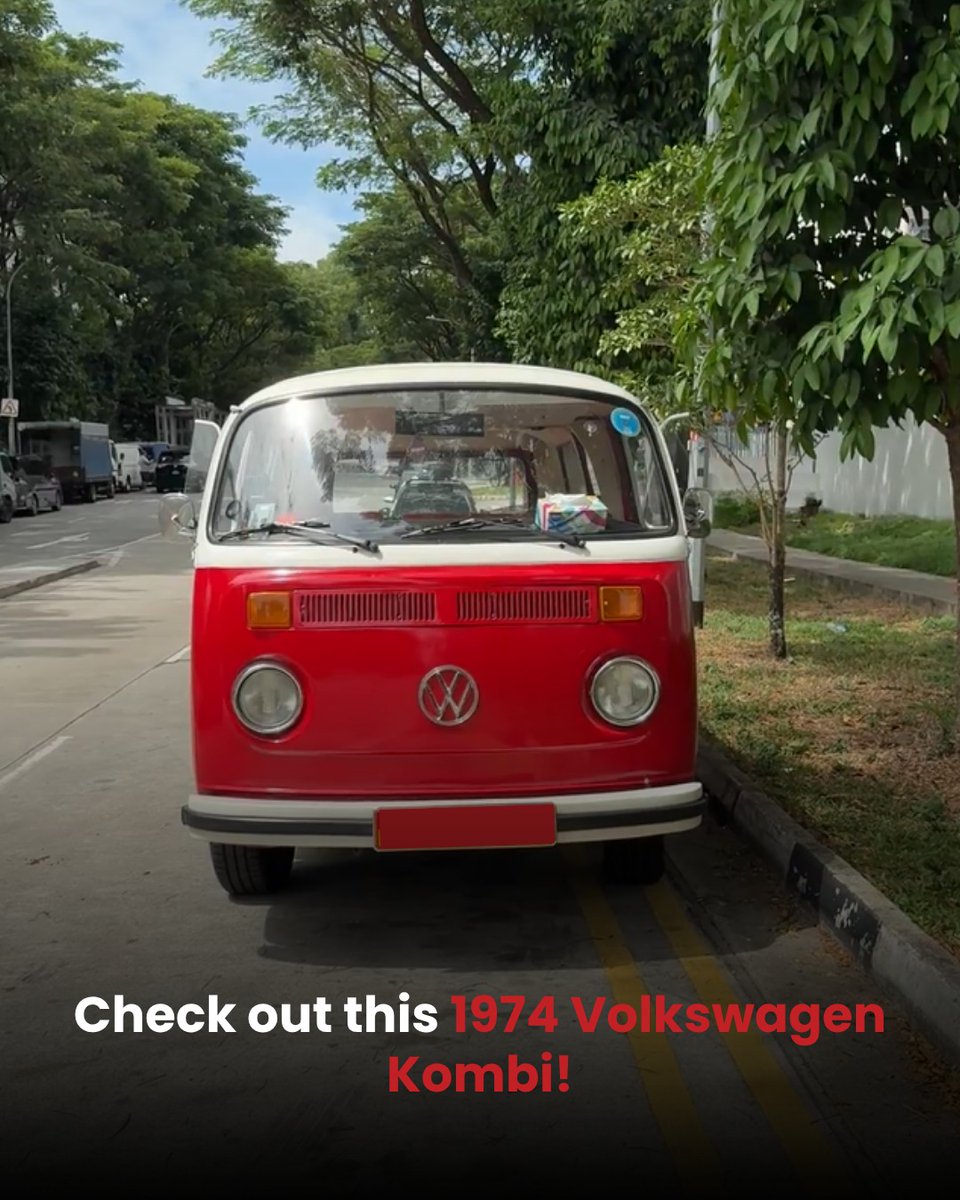 Nidaergen6's tweet photo. Seen this red 1974 Volkswagen Kombi? It’s only on the road 45 days a year, with original OEM parts and a carpenter-built pull-out bed. Buying or upgrading with S$200, 000+ budget? Comment “CAR” for a chance to be selected. https://t.co/xbM0kTHWDz