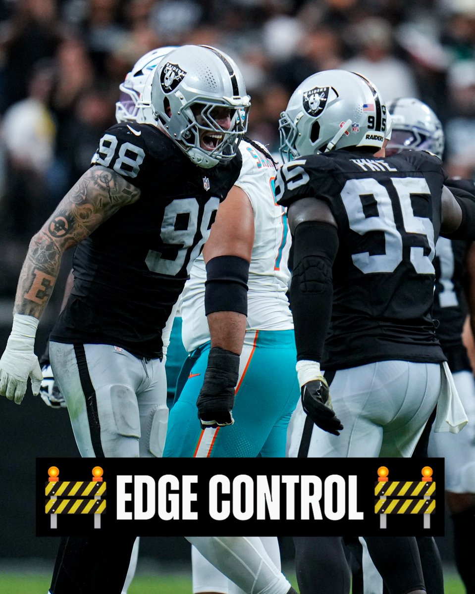 Raiders's tweet photo. 🚧 Edge control 🚧

#RaiderNation | 📺 NFL+ https://t.co/4BX2LODV2Y