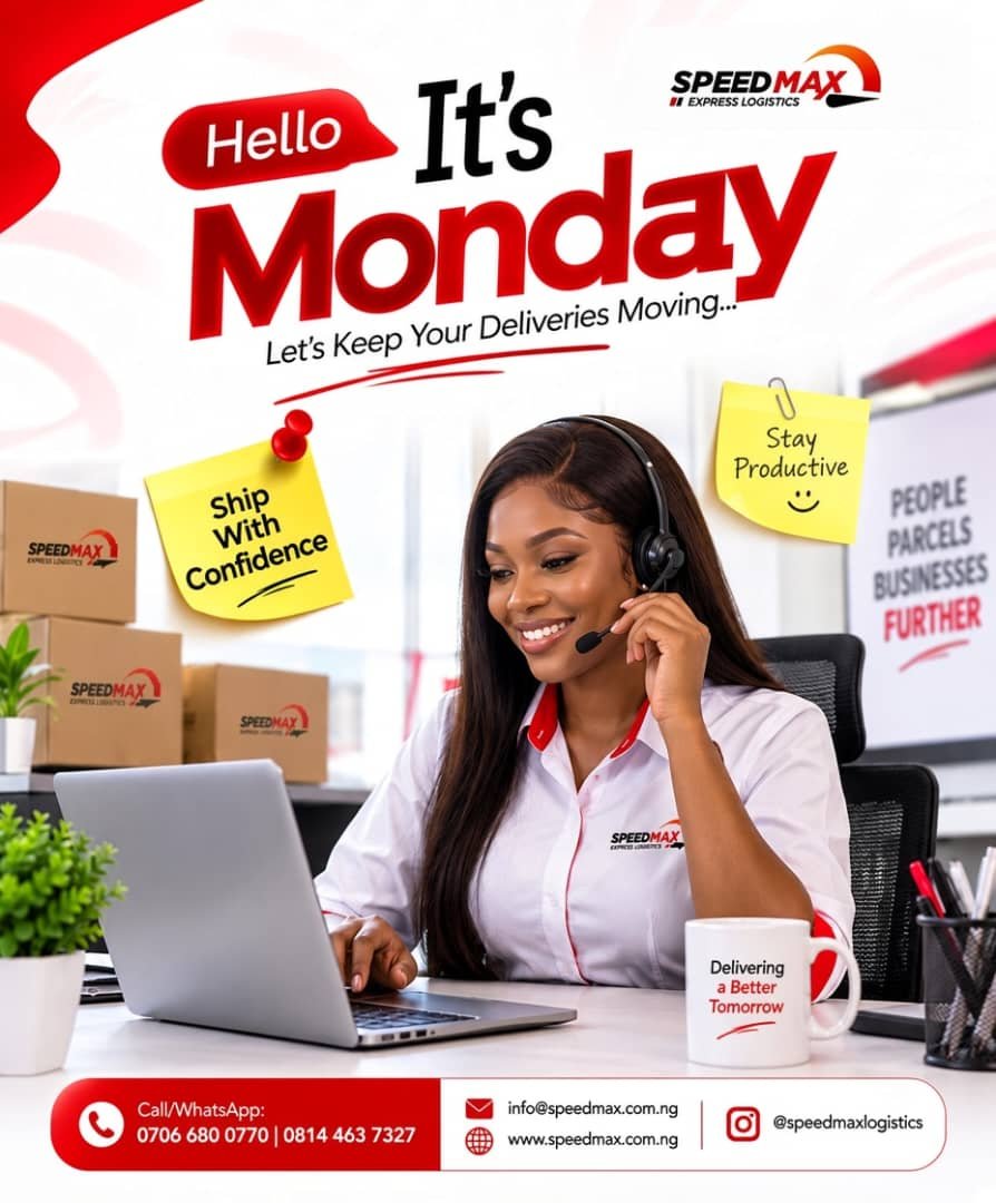 speedmaxng's tweet photo. 🚚 IT’S MONDAY, LET’S GET MOVING!
A new week means new orders, new opportunities, and deliveries that need to get where they’re going on time and without unnecessary stress.
#SpeedmaxExpressLogistics #MondayMotivation #Monday #Logistics #NationwideDelivery #DoorstepDelivery https://t.co/T9YZFyPRZc