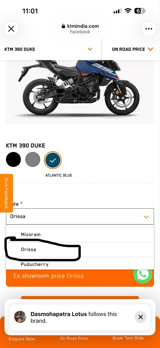 asimklicks's tweet photo. @India_KTM It’s high time to fix this spelling mistake. It’s ODISHA not Orissa anymore. 

Can you fix this asap. https://t.co/s3GIXNX07m