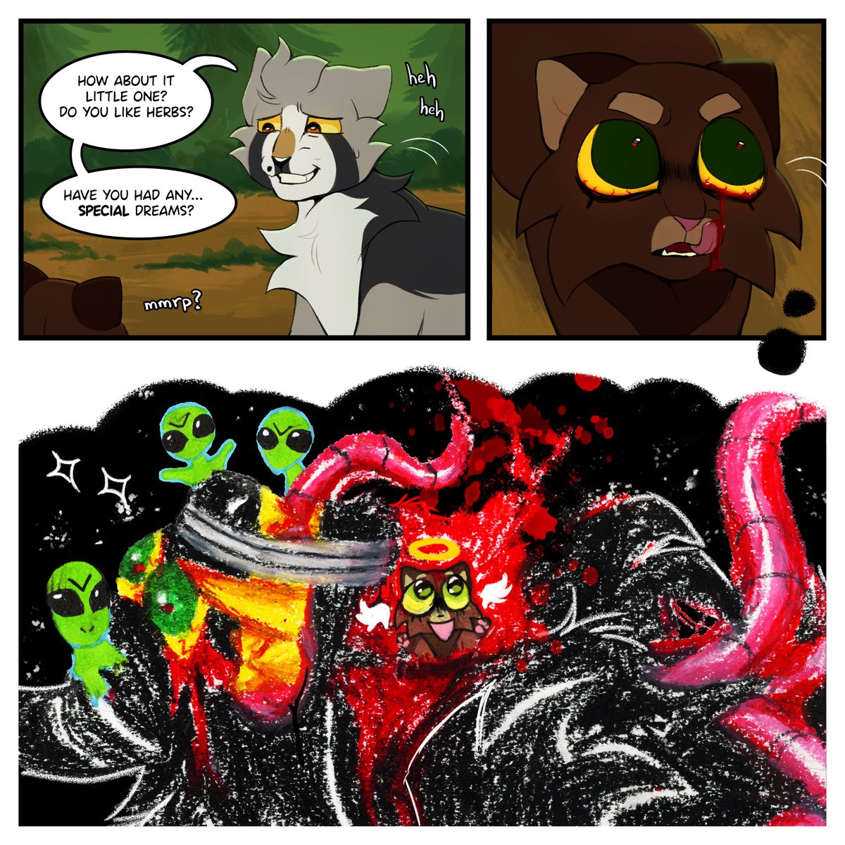iamfabiloz's tweet photo. A Demonkitten’s Tail #20 - Career Day
Mulchkit’s future path is revealed! She does have the quirkiness of starclan-chosen doctor but she is really not the hospitable type!. Used oil pastels/marker for Mulch’s terrible vision, what does it mean..
Happy Mulchkit Monday ^w^! https://t.co/pKKBGJp5eN