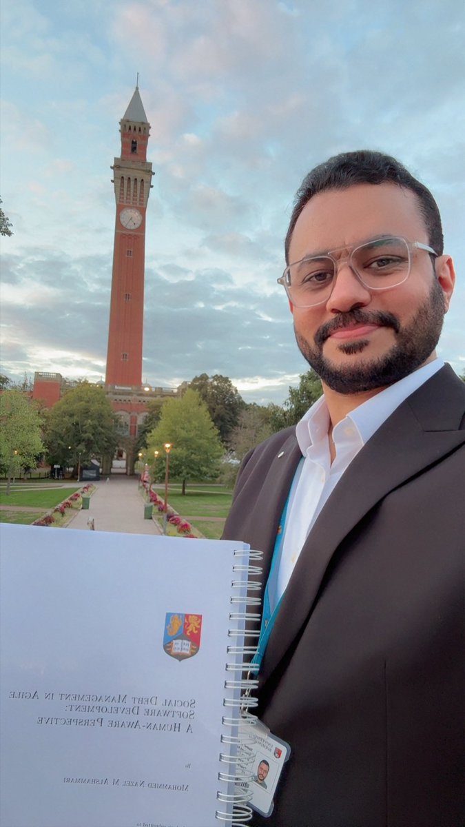 M_Allwaish's tweet photo. الحمد لله على البلاغ والتمام وحسن الختام 🤲🏻

بعد ٩ سنوات قضيتها في الغربة، منذ اليوم الذي وطئت فيه قدماي الأراضي الأمريكية لأول مرة لدراسة اللغة الإنجليزية ومرحلة الماجستير 🇺🇸، ثم دراسة الدكتوراه في المملكة المتحدة 🇬🇧، اجتزت ولله الحمد مناقشة رسالة الدكتوراه في واحدة من أفضل وأعرق جامعات العالم (جامعة برمنجهام)  @unibirmingham 🎓.
في تخصص/ هندسة البرمجيات والذكاء الاصطناعي.

لم تكن الرحلة سهلة أبدًا، ولم أبلغها إلا بتوفيق الله وعونه وتيسيره ولطفه وكرمه أولًا، ثم بدعم سخي من وطني الغالي🇸🇦.

شكراً بقدر ما في القلب من امتنان لوالديّ ولعائلتي وأحبابي وأصدقائي، ولكل من دعمني وساندني خلال مسيرتي الأكاديمية وابتعاثي 🙏🏻.
لكم مني صادق الحب وخالص الدعاء🤍..

Thrilled to share that I have passed my PhD viva at @unibirmingham, @uobcompsci. I am deeply honoured and grateful to my supervisors Dr. Rami Bahsoon @RamiBahsoon, Dr. Carlos Joseph @cjmera, and Dr. Leandro Minku, for their unwavering support throughout this journey.

Many thanks to my examiners, Dr. Gill @iamssgill and Dr. Anis Zarrad, for their constructive feedback, and to the chair, Dr. Chen @tao_chen_ideas for overseeing my viva.

الحمد لله الذي بنعمته تتم الصالحات🤍.
الجمعة  ١١ / ٩ / ٢٠٢٦م
#PhDone 🎓