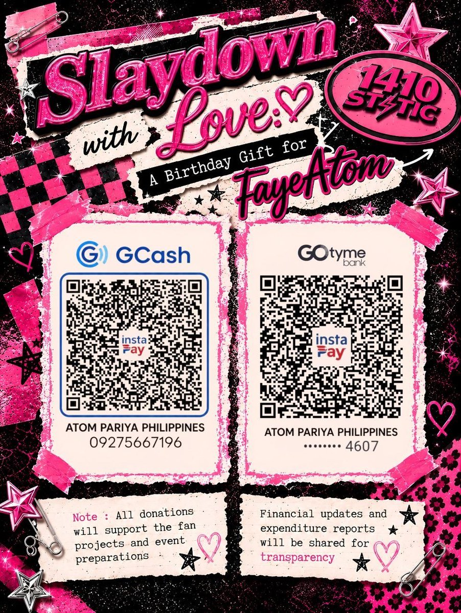 atompariya_ph's tweet photo. 🎀💜 SLAYDOWN WITH LOVE: A BIRTHDAY GIFT FOR FAYEATOM 💜🎀

PH Fam, our hearts are overflowing with gratitude for everyone who has supported this project so far. 🥹🫶 Every donation, share, and kind word brings us one step closer to creating a beautiful birthday surprise for Faye and Atom. 🌻🍑✨

If you haven't joined yet, there's still time to be part of this special gift from the fandom! 💖

💝 ₱250 = 1 Raffle Entry
💝 Every additional ₱250 = another chance to win!

🎁 Raffle Prizes
✨ Official Faye 2024 WINK Magazine Posters
✨ Official Sky Rocket Unsigned Poster
✨ Customized Photocard Holders
✨ Faye & Atom Fidget Clickers

Your donation is more than just a raffle entry—it is a heartfelt message of love and appreciation for two people who have given us countless smiles, comfort, and unforgettable memories. 🥹💜

📌 To join:
✨ Donate via GCash, GoTyme, Wise, or PayPal
✨ Send your donation screenshot via DM to any official Atom Pariya Philippines account
✨ Fill out the raffle form:  https://t.co/HjxveZ5h3S

📅 Donation Drive Ends: October 15, 2026
🎉 Raffle Draw: October 17, 2026 (LIVE on Atom Pariya Philippines TikTok)

Let's come together and make this birthday season extra special for Faye and Atom. Every donation, no matter the amount, helps us show how much they are loved by their PH Fam. 🌻🍑

#AtomPariya
#FayePeraya
#fayeatomㅤ