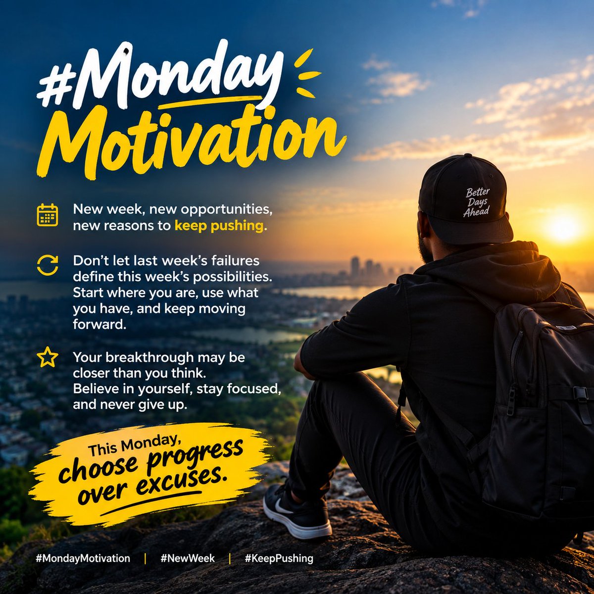 ElechiTega's tweet photo. #MondayMotivation 💪🔥
New week, new opportunities, new reasons to keep pushing.
Don't let last week's failures define this week's possibilities. Start where you are, use what you have, 
Your breakthrough may be closer than you think. Believe in yourself, 
#MondayMotivation https://t.co/KC1oRq24YB