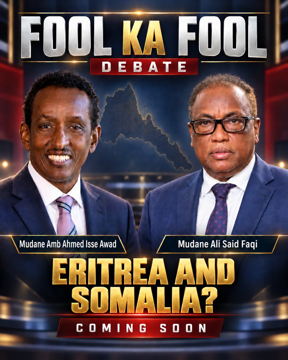 dhabtv1's tweet photo. BREAKING: Amb. Ahmed Isse Awad (@AhmedIsseAwad) and Dr. Ali Said Faqi (@faqialis) have accepted Dhab TV’s invitation to a live debate comparing Eritrea and Somalia—their governance, development, freedoms and future.

Two competing visions. One important debate.

#DhabTV https://t.co/OMFcOVYiMs