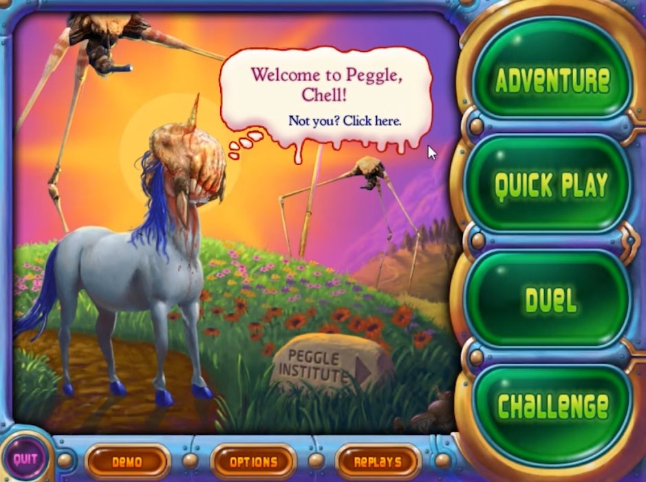 Hey1mJay's tweet photo. The idea that they removed the axe because it's too violent for PopCap is really funny because I just remembered Peggle Extreme exists. PopCap made a Peggle game with blood and this is okay https://t.co/YBEH7aAhIE