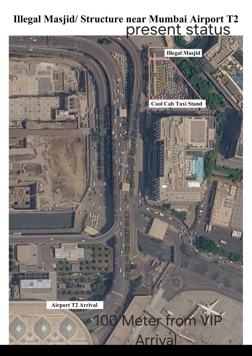 KiritSomaiya's tweet photo. Satellite Mapping 

Mumbai Airport Terminal 2

inaugurated 10 Jan 2014 "No MASJID"

Present 5000 sqare feet Cool Cab Parking Area Grabbed, Covered, Fencing Done

3000 Square Feet Masjid with 12 Airconditioners

See attached Google Maps https://t.co/HGHxmbhhjH