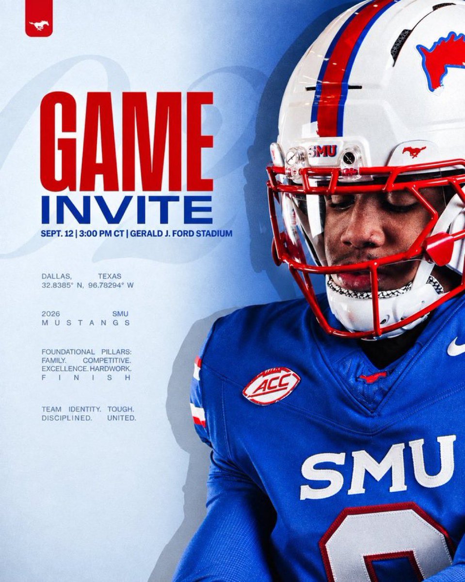 MalcolmJ_2029's tweet photo. Thank you @SMUFB for the invite. I enjoyed learning the game strategy before the game and then seeing it play out! Congrats on the win! @CoachRobLikens @BeltBoyzElite @icg__ @SkysTheLimitWR  @EHSMavsFB https://t.co/AITgQzKu46