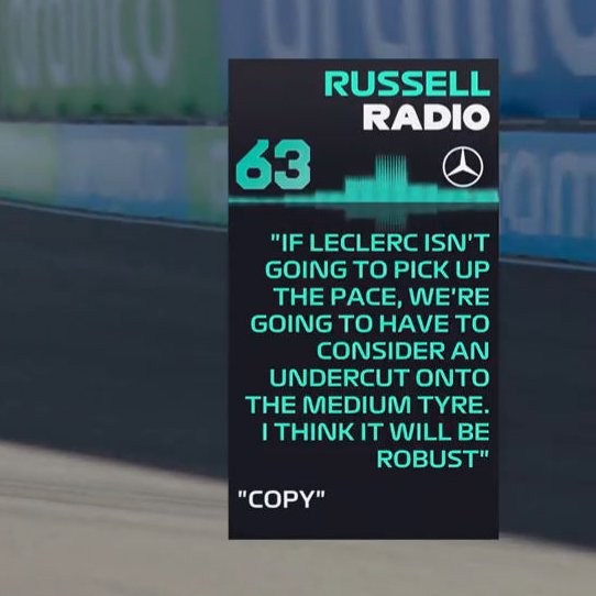 f1speed_indo's tweet photo. Kesalahan strategi Mercedes di kasus Russell adalah mereka tidak stick to the plan.

Start dengan hard, proyeksinya jelas: stay out selama mungkin & eksekusi satu stop. Kesalahannya adalah mereka malah fokus untuk undercut Charles Leclerc.

Saat VSC muncul sebenarnya strategi mereka sudah berantakan karena offset waktu dari go-long jadi terpangkas sekitar 13 detikan karena pembalap di depannya bisa masuk pit tanpa kehilangan banyak waktu.

Russell masuk pit ganti ke medium di lap yang masih sangat awal, jelas nggak mungkin bisa satu stop. Opsi logisnya kalau mau maksimalkan hasil race adalah oportunis seperti Leclerc yang tetap stay out sambil berharap ada VSC lagi/SC.

Tapi Russell di radionya sudah bilang kalau ada kesempatan untuk undercut Leclerc, maka lebih baik ambil & ganti ke medium. Jadi blunder karena diambil pas VSC di lap 14 + ternyata medium jelek degradasinya.