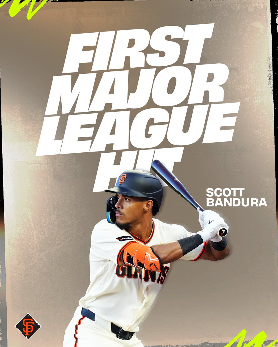 SFGiants's tweet photo. Congratulations to Scott Bandura on his first @MLB hit! 🎉 https://t.co/pLJeprGHJe