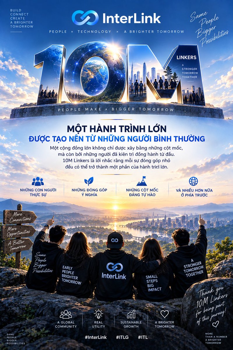 ChiCongWeb3's tweet photo. Một cộng đồng lớn không chỉ được xây bằng những cột mốc, mà còn bởi những người đã kiên trì đồng hành từ đầu. 10M Linkers là lời nhắc rằng mỗi sự đóng góp nhỏ đều có thể trở thành một phần của hành trình lớn. #InterLink #ITLG #ITL https://t.co/0UPryFgO1d