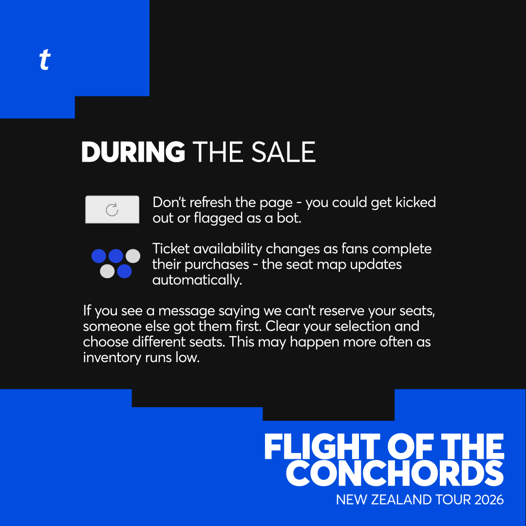 Ticketmaster_NZ's tweet photo. Tips for getting ready for the Flight of the Conchords Ticket Drop ⬇️

(Link to Artist Presale) 🎫: https://t.co/ENW50H8yLl https://t.co/6T6MuiGFNG