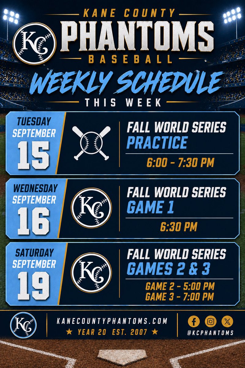 KCPhantoms's tweet photo. 2026 Fall World Series starts this week with Games 1-3! A best of 11 Series between Team Navy and Team Carolina

Games 2 and 3 on Saturday September 19 during the Big Rock Plowing Match! Food and concessions will be available https://t.co/cYtUSpzVwb