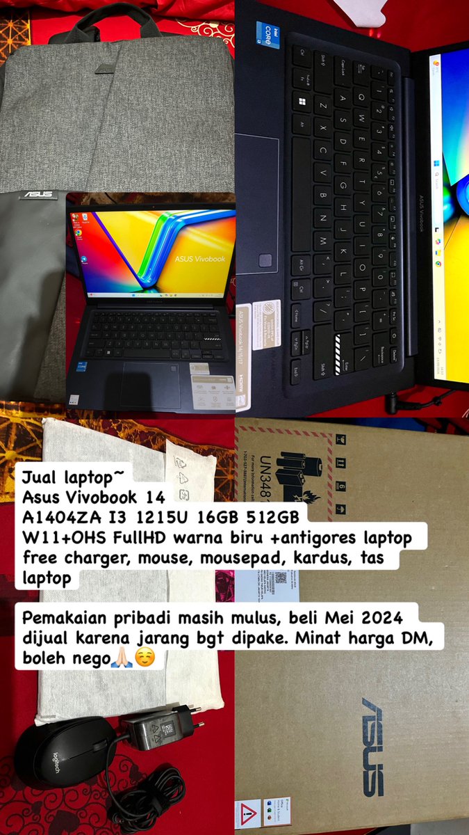 Veunwoo_'s tweet photo. WTS Laptop Asus vivobook 14 16 gb/512gb warna biru, dipakai 1-2 bulan terawat dengan baik, minat DM harga bisa nego🙏🏻☺️

📍Surabaya

#juallaptop https://t.co/dNBfv0wrW9