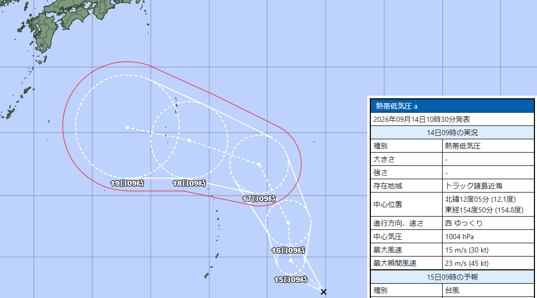 pacific_o's tweet photo. グアム東海上へ…台風25号候補の熱帯低気圧エントリー。 https://t.co/eeD7dy3pkZ