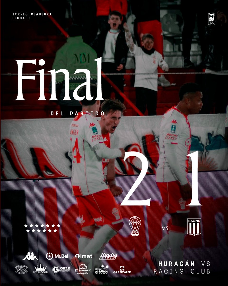 CAHuracan's tweet photo. #JuegaHuracán 🎈|⏱️ 50' ST
🔚 Final del partido

¡VAMOS HURACÁN! 🔥🔥

#Huracán (Waller y Caicedo) 2 - 1 #Racing (Ortegoza) https://t.co/R3I5lSlWuv